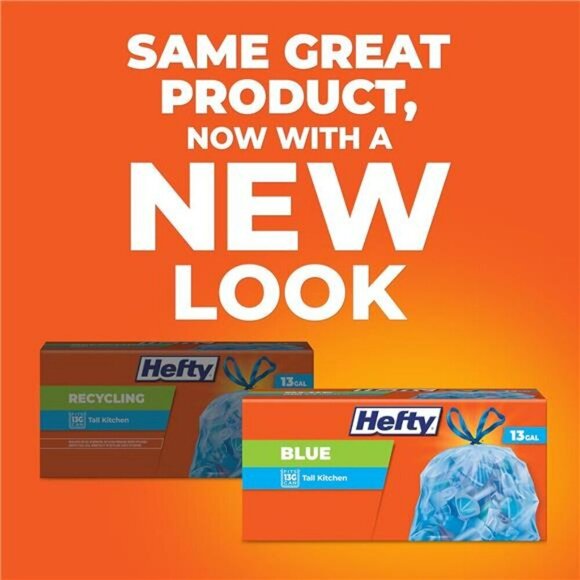 Hefty Blue Trash Bags, Blue, 13 Gallon, 60 Count - Picture 2 of 7